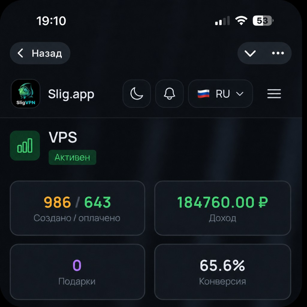 Пример статистики Slig app